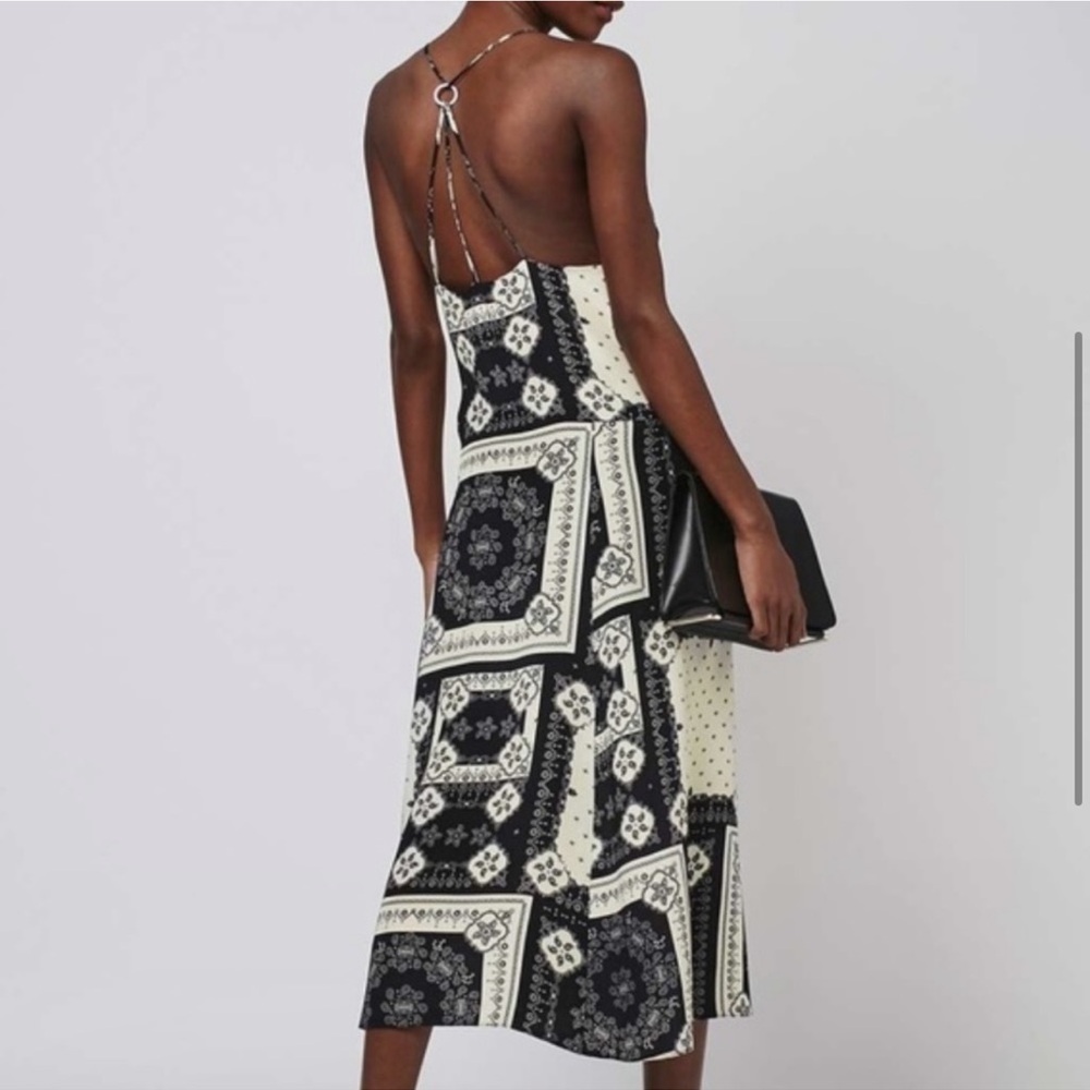 Topshop Black and White Patterned Midi Dress - Picture 3 of 4